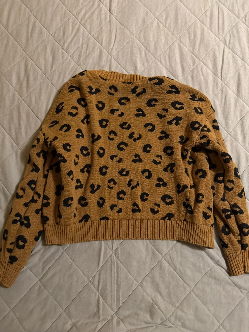 Old Navy Tan and Black Leopard Print Cardigan Sweater
